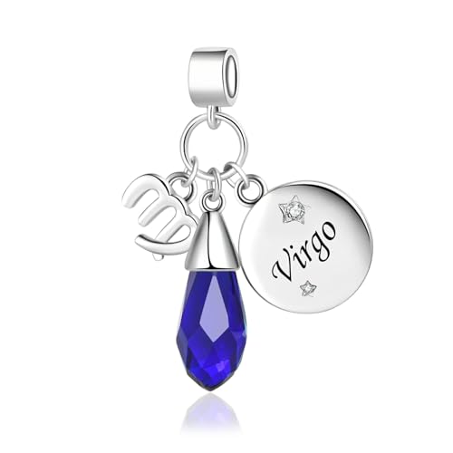 NARTGO Teardrop Birthstone 12 Constellation Charms for Women Horoscope Zodiac Sign Birthday Beads Compatible with Pandora Bracelets & Necklaces2