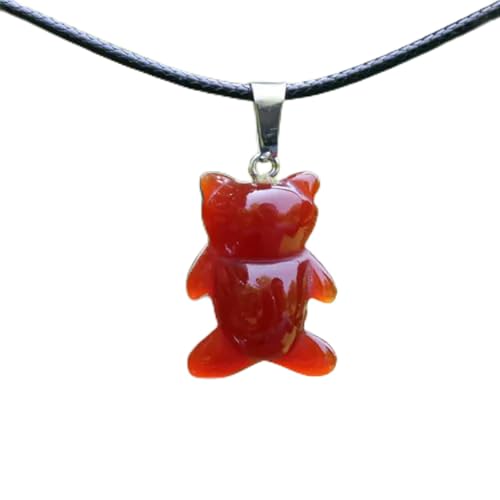 Collier Agate Rouge TQHGM contre le Stress Animaux Gravés Chance 17.5''