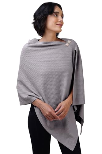 Image of Zelena Cotton Bamboo Blend Premium Nursing Cover for Breastfeeding | Breastfeeding Cover for Mothers | Feeding Shawl for Mother | Breathable Nursing Covers | Poncho for Mom (Grey)