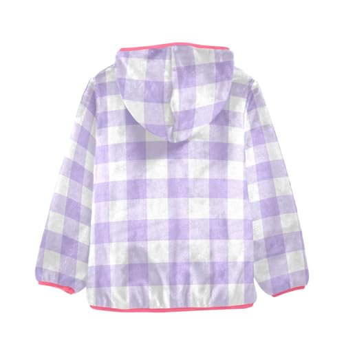 GuoChe Purple Buffalo Plaid Kids Sherpa Jacket2