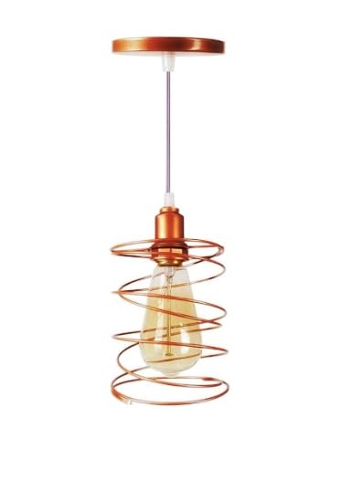 Lustre Pendente Aramado Espiral em Cobre, Iluminação para Sala