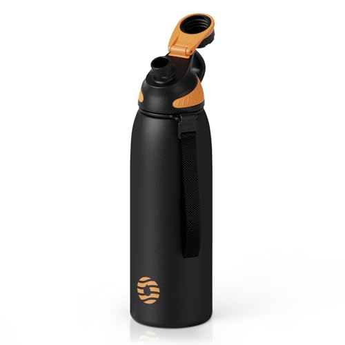 Image of Fjbottle 32oz Stainless Steel Insulated Water Bottle No Straw Spout Lid | Leakproof Keeps Cold 24H, Double Wall Vacuum Insulated, BPA Free, Easy to Clean Sports Water Bottle for Gym Hiking & Outdoor