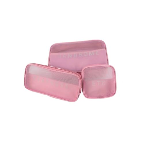 3点セットのメッシュ洗面バッグ-携帯型EVAメッシュとポリエステル収納袋(大/中/小)、化粧品、下着、洗面用品、旅行、ビジネス旅行、日常使用に適している