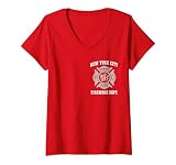 Womens Funny NEW YORK CITY FIREWORK DEPT 4th of July NYC Technician V-Neck T-Shirt