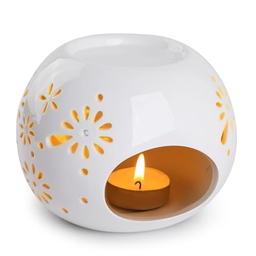Bighan Duftlampe Split-Typ Aromalampe Teelichthalter Duftlampe aus Keramik Aroma Diffuser - Weiß