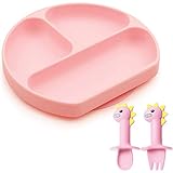 【FÁCIL DE LIMPIAR】Vajilla bebe silicona que resiste las manchas y no absorbe el agua. Limpiar con agua tibia y jabón. Sin alimentos pegados ni limpieza desordenada. Apto para lavavajillas, microondas, horno y congelador.