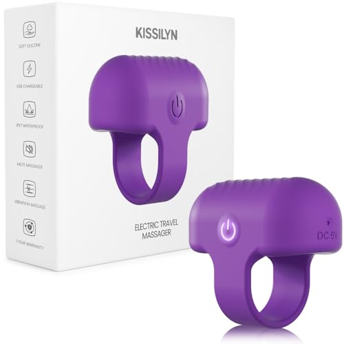 KISSILYN Mini Finger Massage Ball, Waterproof Rechargeable Multifunctional Massager (Purple)