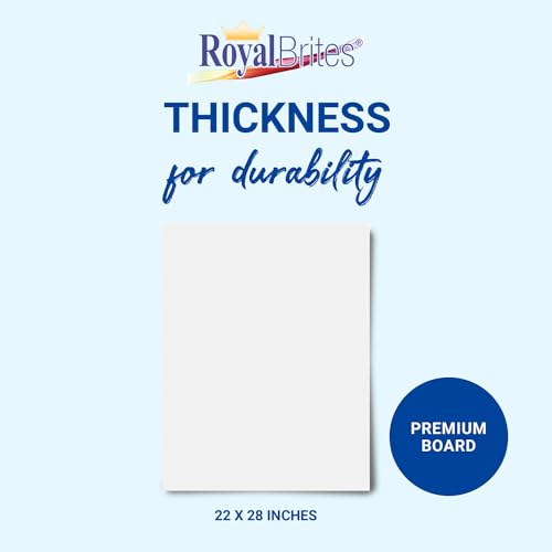 White Heavyweight Poster Board, 2-Sided 22x28 Poster Board for School Projects, Arts & Crafts, Water & Fade Resistant Posterboard for Signs & Presentations, Large Poster Board 22x28”, 24 Count