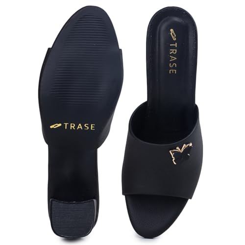 Image of TRASE Women's Slip-On Block Heels Sandals| Fashionable Sandals for Women & Girls | Light weight, Soft Footbed, Comfortable & Stylish - (47068)