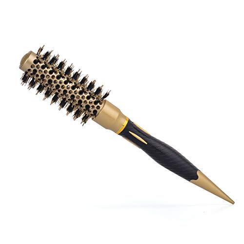 Xcellent Global Round Sleek Styling Brush Natural Boar Bristles Mixed with Nylon Bristles for Blow Drying Volume Optimum Shine Detangling Smoothing Curling Brush Nano Technology Ceramic + Ionic (25mm)