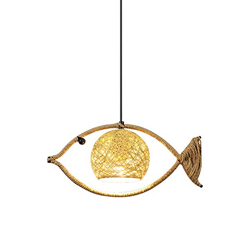 Corde de chanvre en forme de poisson suspendue pour un intérieur bohème et naturel