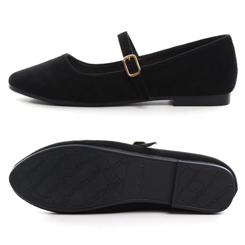 Image of LUXINYU Women's Slip on Flats,Classy Round Toe Solid Classic Mary Jane Ballet Dance Shoes Soft Comfortable PU Flat Shoes
