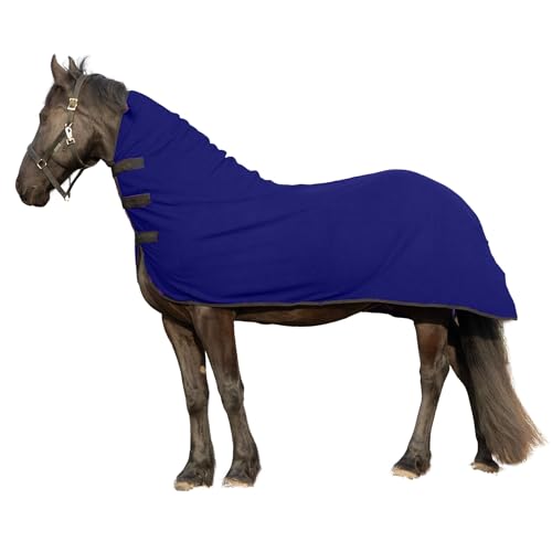 Image of RESISTANCE Fleece Contour Horse Cooler - Anti-Sweat Moisture Wicking, 3 Quick-Grip Neck Closures, Tail Cord, Durable Hemmed Edges, Polar Soft Fleece, Post-Exercise Cool Down