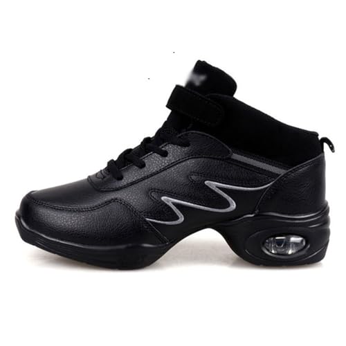 Image of Women's Jazz Shoes Lace-up Split Sole Dance Trainers Cheerleading Training Shoes Slip Resistant Sports Dance Practice Shoes Lace Up Line Dance Shoes for Jazz Latin Ballroom Casual Black Gray