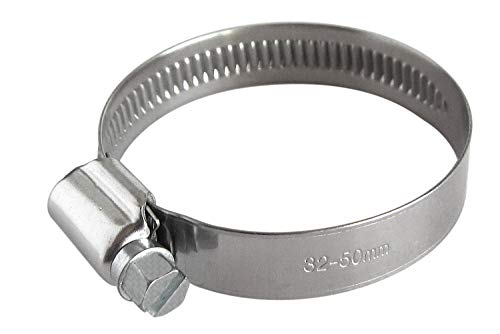 Preisvergleich Produktbild HKB 4 Stück Edelstahl Schlauchschellen, komplett INOX W4 V2A, Schnecke ebenfalls Edelstahl, Spannbereich 32 bis 50 mm, Bandbreite 12 mm, DIN 3017, Industriequalität, mit Schneckengewinde, 20462