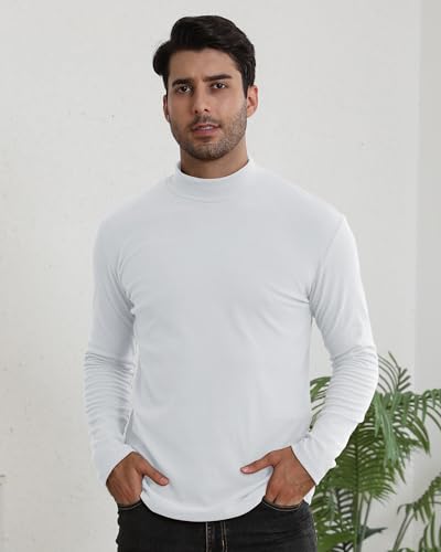 Mens Thermal Mockneck T-Shirts Long Sleeve Pullover Basic Soft Sweater Slim Fit Tops2