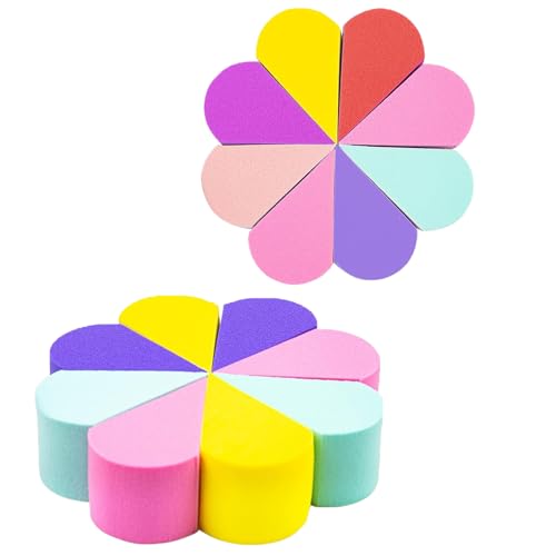 Pence & Moon Collective 16 Pcs Face Paint Sponges Reusable Petal Shape Mini Mixed Color Face Painting Sponges for Foundation Concealer