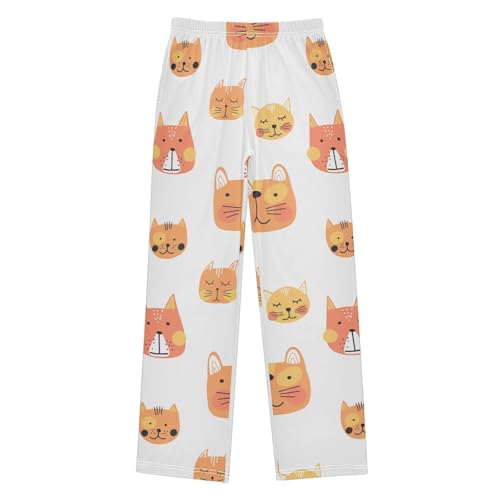 Boys' Pants Cute Cats Orange Long Bottoms Jogger Pants Elastic Waist Trousers with Pockets S-XL
