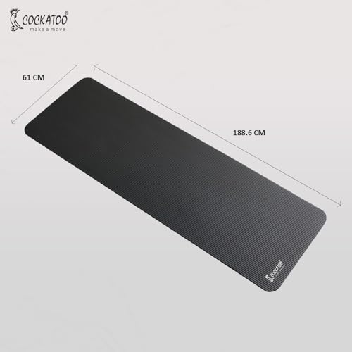 Image of Cockatoo 15mm Thick NBR Yoga Mat For Home and Gym Workout| Anti Slip Yoga Mat For Men & Women| Yoga Mat with Carrying Strap, Black