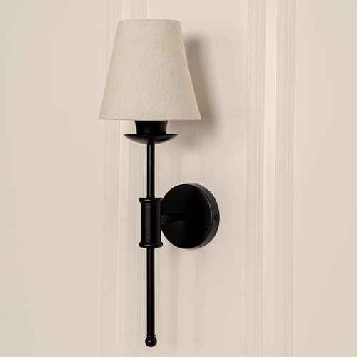 Image of Divine Trends Black Polished Spacer Wall Lamp with Off White Shade for Living Room, Bedroom, Home Decoration Wall Light - Pack of 1