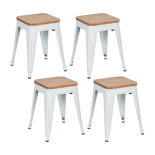 THINIA HOME Pack 4 Taburetes Bajos Industriales