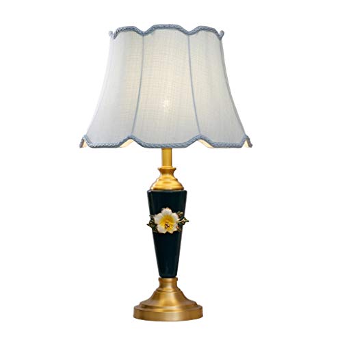 Lampe de table E27 en céramique et cuivre sculpté pour bureau et café 37x60cm
