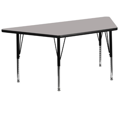 Flash Furniture 29  W x 57  L Trapezoid Grey HP Laminate Activity Table - Height Adjustable Short Legs