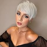 WOCWIG short pixie wigs for black women short hair wigs for women short wigs african american wigs short hairstyles wigs blue wig bowl cut wig headband wig color wigs for women