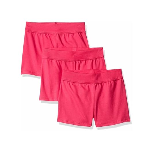 Hanes Little Girls' Jersey Short (Pack of 3), Amaranth, Medium