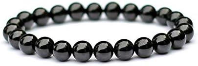 AARTI CART Black Tourmaline Semi Precious Gemstone Bracelet | Natural & Original | Charged Activated Energized for Positive Energy Health | Inner Purity, Body Mind Soul Relaxation Therapy Yoga | Semi Precious Gem Stone | Protection Money Magnet | Good Luck Prosperity Attractor | Cleanser Bracelet | MEN & WOMEN | Stretchable Band 6.5 to 7.5 inches | Bead Size: 8 mm