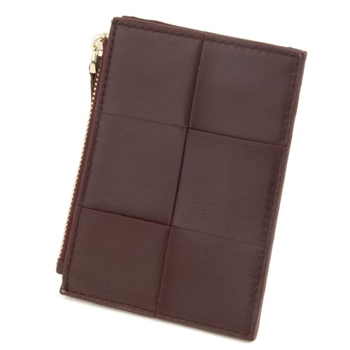 Woven Sheepskin leather Multi-Card Coin Purse, Chic Fashionable Card Holder and Small Card Wallet Woman (Bordeaux)2