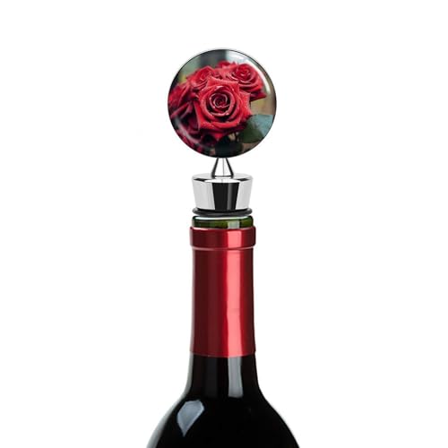Bouchon de bouteille de vin silicone réutilisable rose rouge - 7