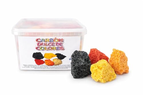 MUNDIDOLÇ Carbón Dulce de Colores 800 gr, para Reyes, Navidad y Eventos, Piezas de Colores Crujientes de Azúcar