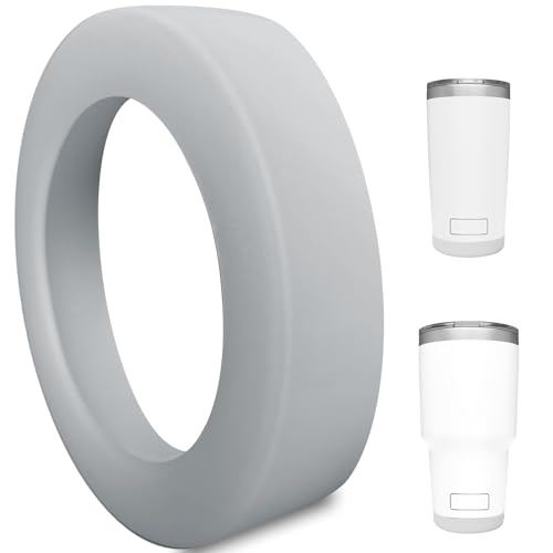 Silicone Boot Sleeve for YETI Tumblaer 20oz 30 oz - Safer Bottom Protection and Less Noise for Tervis Tumbler 30 oz 20 oz Coffee Mug Cup Accessories - Stone Gray, Dishwasher Safe