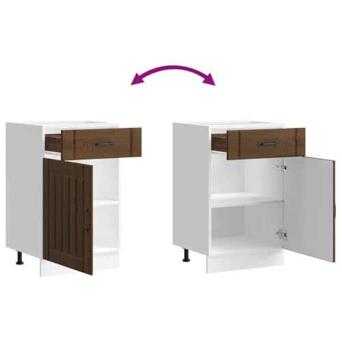 Qnhdfrt Lucca Oak Brown Kitchen Base Cabinet 50 x 46 x 81.5 cm Engineered Wood Storage Unit with Adjustable Feet and Drawer for Modern Kitchen Pantry Living Room Bathroom - Image 9