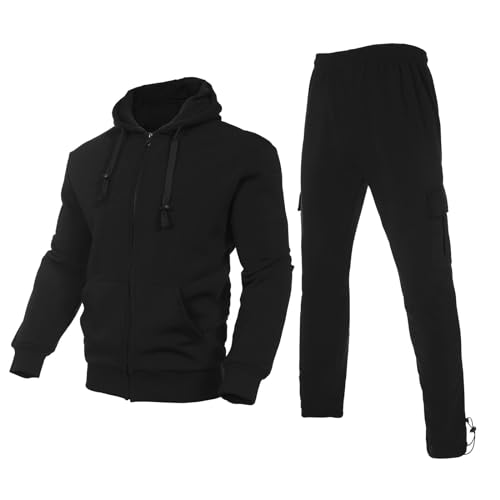 Bellnorth Men'S Tracksuit Sets Outfit Activewear Full Zip Fleece Hoodie Jacket Cargo Sweatpant Casual Sweatsuit 2 Piece Outdoor Sportswear cover