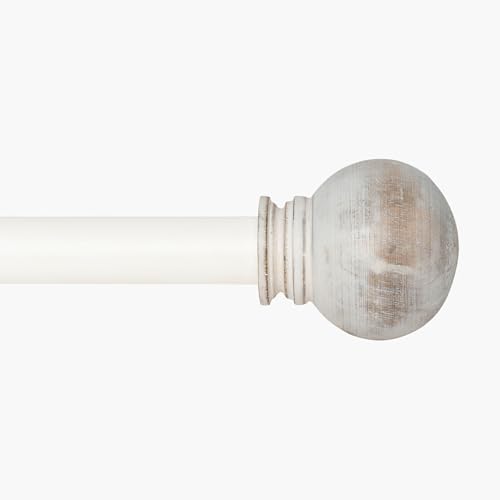 Image of Deco Window 18 inch-44 inch Adjustable Rustproof Curtain Rod for Doors & Windows with Brackets, Extendable Iron Metal Pipe Holder with Wood Ball Finials (Ivory,25MM Diameter)