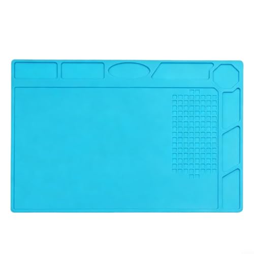 SMZhomeone Alfombrilla de soldadura de silicona resistente al calor, antiestática, almohadilla de escritorio para reparaciones seguras, electrónica, proyectos de bricolaje, azul, 320 x 230 mm