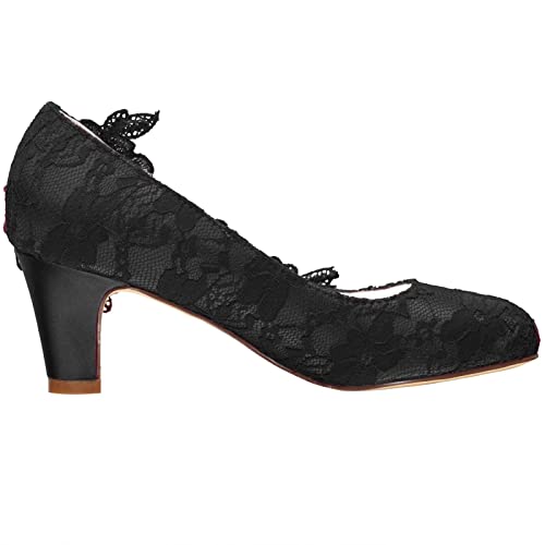 Emily-Bridal-Wedding-Shoes-Womens-Silk-Like-Satin-Chunky-Heel-Pumps-with-Stitching-Lace-Flower-Crystal-Pearl