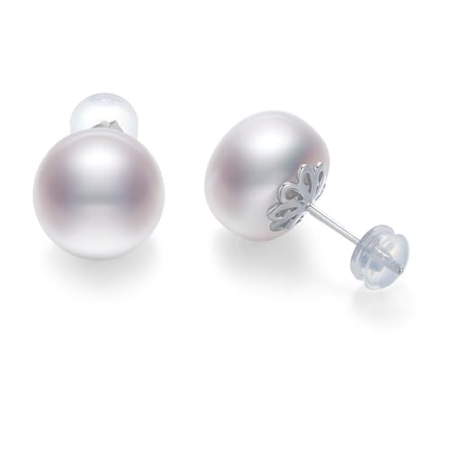 Ball Pearl Earrings for Women 10-13mm AAAA Freshwater Pearls Stud Earrings 925 Sterling Silver Ear Wires Jewelry Gifts for Wife Mom Girlfriend Her Wedding Birthday Anniversary