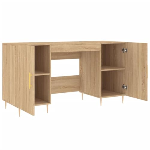Bureau chêne Sonoma avec 4 compartiments de rangement intégrés