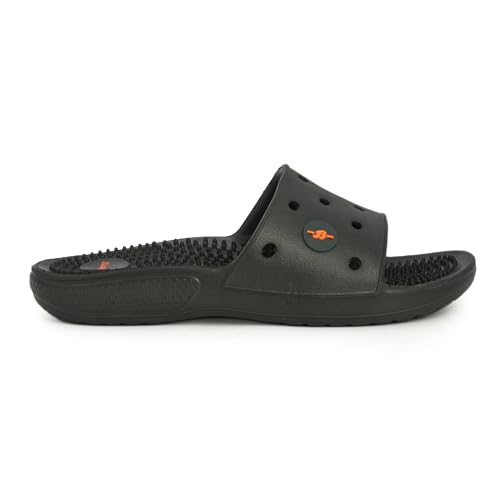 Image of Bata Men's Massage Slippers, Grey, Textured Footbed, Perforated Design