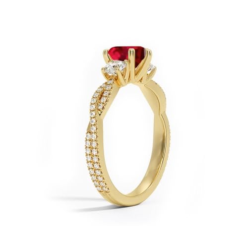 10K 14K 18K Gold 3 Stone Ruby Engagement Rings for Women 2CT Ruby Infinity Twisted Rings Promise Wedding Anniversary Ring for Her Size 4-152