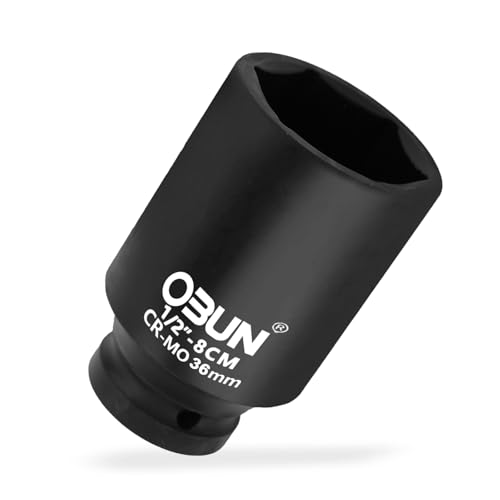 Image of 36mm Deep Impact Socket 1/2" Drive,6 Point Extra Deep Socket,Cr-Mo Axle Nut Sockets,1/2-Inch Black Nut Impact Sockets,6-Point Flank Drive for Easy Removal of Axle Shaft Nuts (36mm)