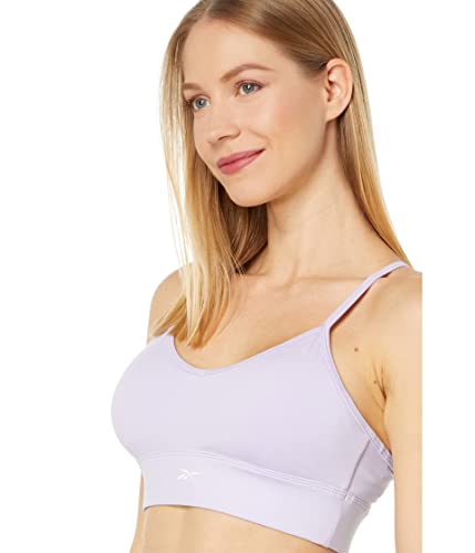 Image of Reebok Women's Satin 91% PES /9% El-Interlock-Hydrophilic Finish /Print-Digital Sublimation-Disperse Classic Workout Sports Bra