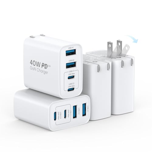 【4個セット/家族・職場に最適】TOPADRE 合計 40W 急速充電器 折りたたみプラグ&超低温設計 コンパクトデザイン 4ポート PD充電器 iPhone/Android/iPadなど各種機器に全て対応 PSE認証済みの商品画像（Amazon）