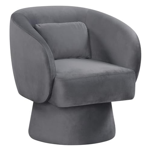 Sillón giratorio tapizado en peluche Gris miniatura 1