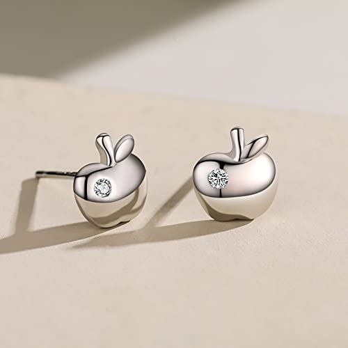 Tiny Apple Stud Earrings 925 Sterling Silver Cubic Zirconia Crystal Fruit Small Cartilage Tragus Earrings Studs Post Piercing Cute Jewelry Gifts for Women Girls Hypoallergenic3