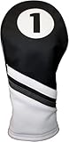 Majek Retro Golf Headcover Gray Black and White Vintage Leather Style 1 Driver Head Cover Fits 460cc Drivers