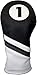 Majek Retro Golf Headcover Gray Black and White Vintage Leather Style 1 Driver Head Cover Fits 460cc Drivers